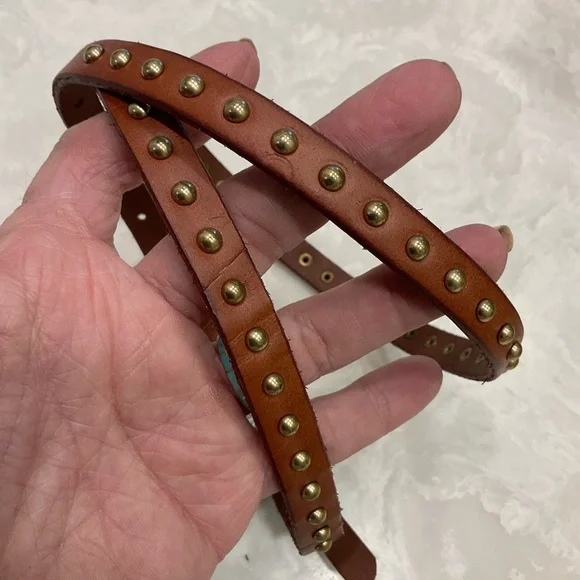 Skinny brown belt with gold studding by Target, Size Small 36 total inches - Picture 4 of 9